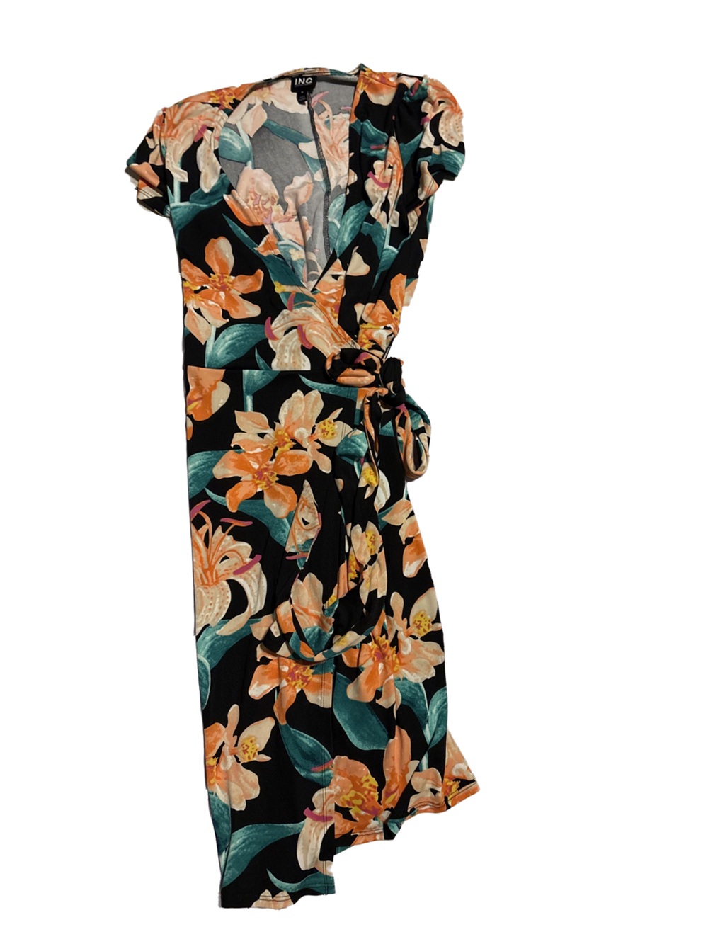 INC International Concepts Black Floral Tie-Front Dress